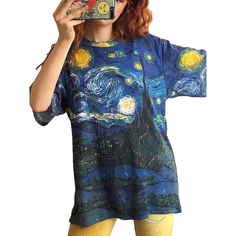 Fashion Printed V-neck Short Sleeve Top For Women