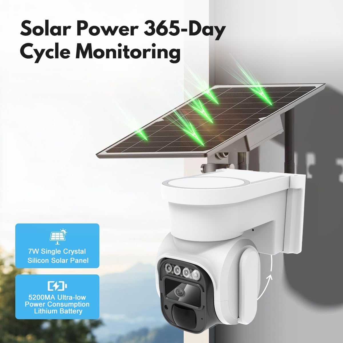 Cellular Security Camera Outdoor Wireless, No WiFi Needed Solar Powered 4G LTE Camera, 2K Color Night Vision, PIR Motion Sensor, 360 Live View, Two-Way Audio, SIM Card & SD Card Included 7