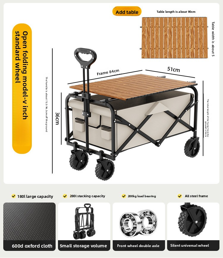 Foldable Travel Trailer Outdoor Camping Wagon For Picnic And Campsite Use 5