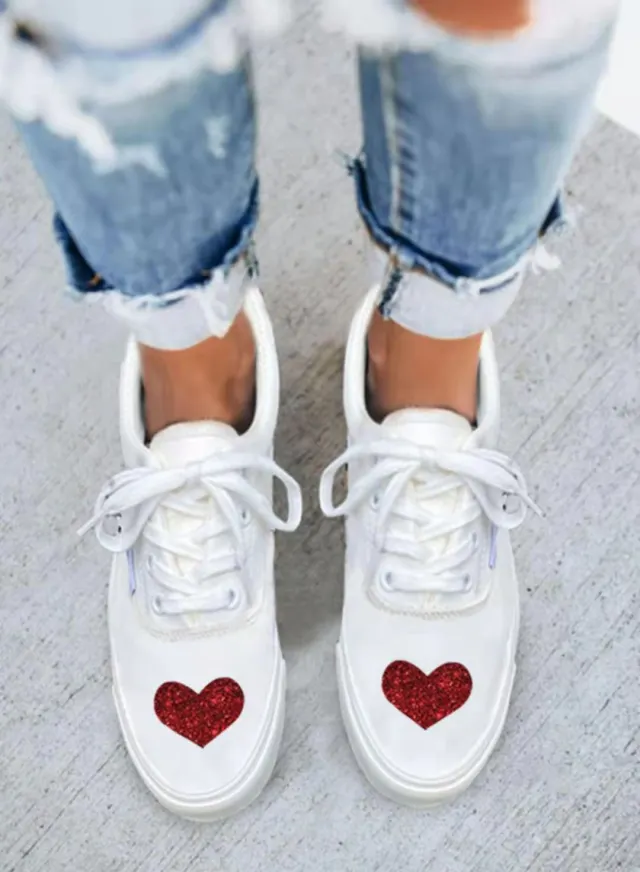 Women's Lace Up Love Pumps Cross Border Large Size Single Shoes White - Shop at LoveMi