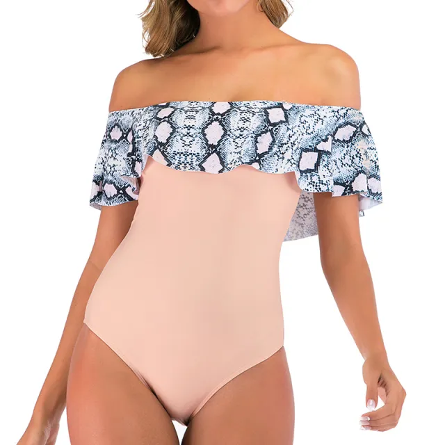 One piece Swimsuit With Ruffled One shoulder Print Pink - Shop at LoveMi