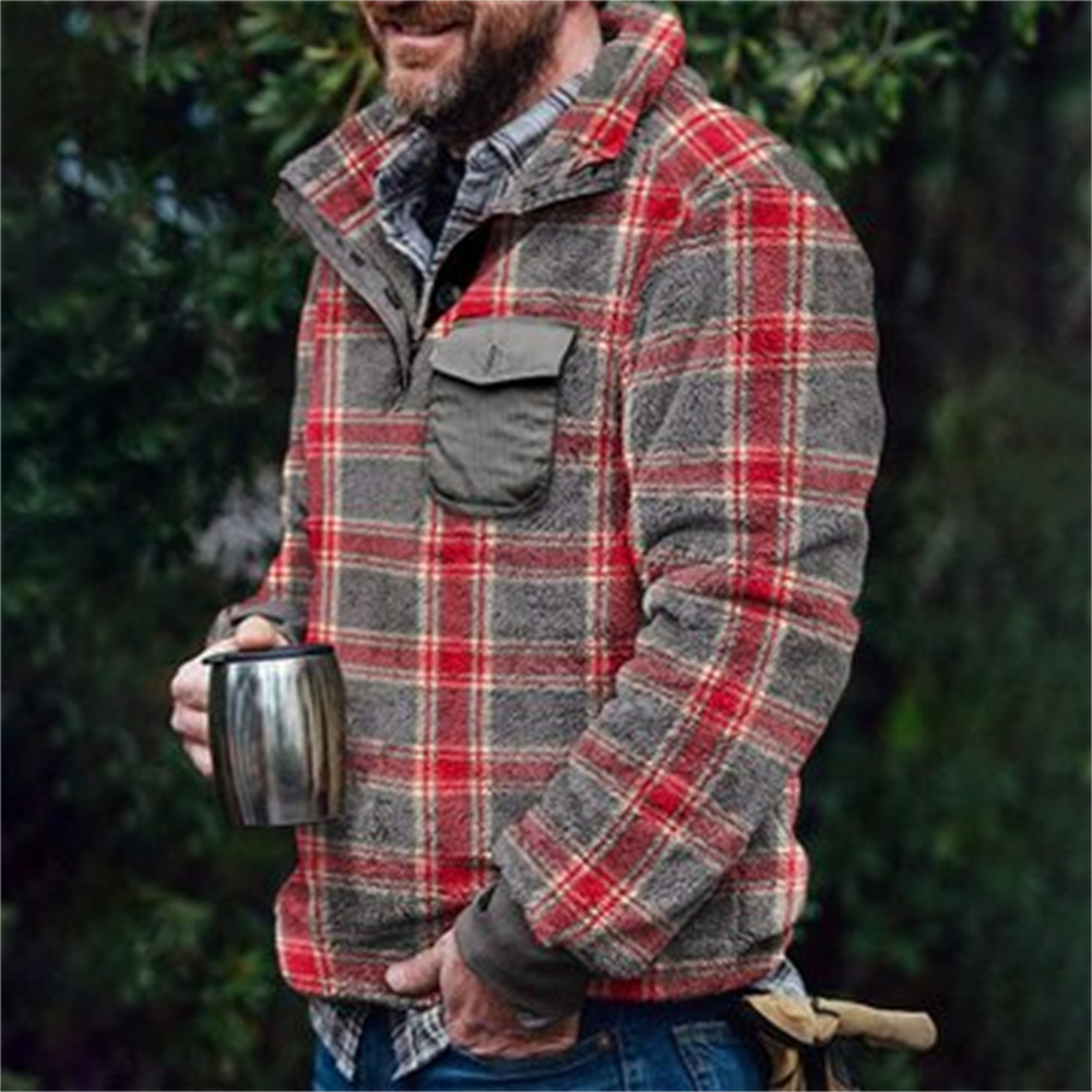 Autumn And Winter Casual Button Pocket Flannel Plush Men's Sweater