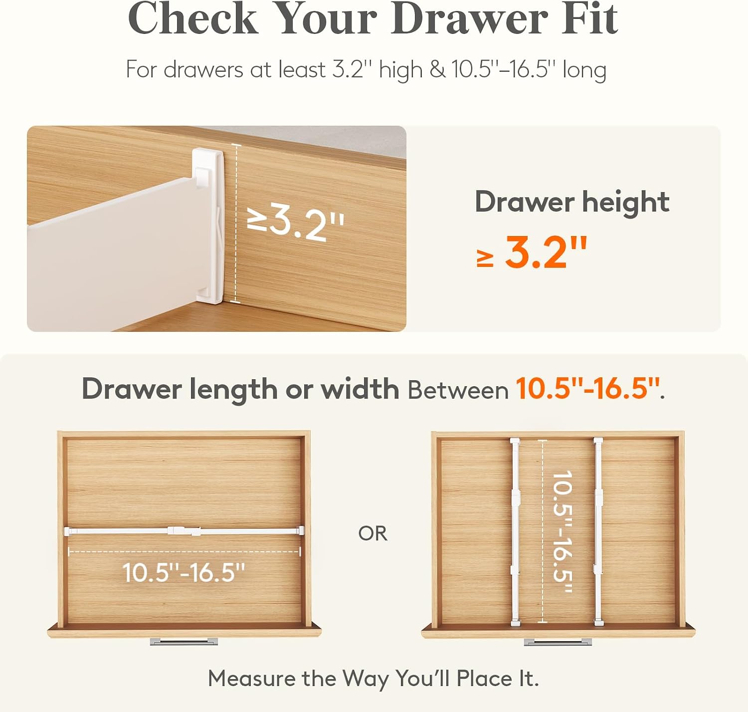 Drawer Dividers 3.2 Inch High, Adjustable Drawer Organizers For Clothes, Socks, Underwear And Dresser Storage 3