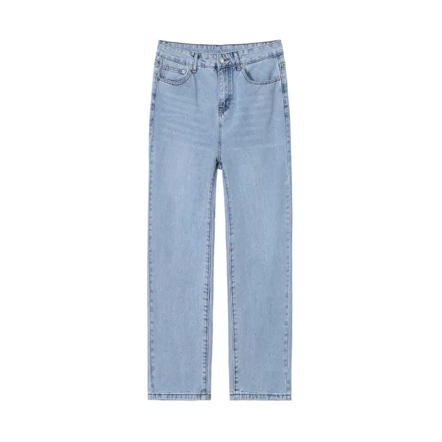 Wide Leg Plain Casual Trousers Light Blue - Shop at LoveMi