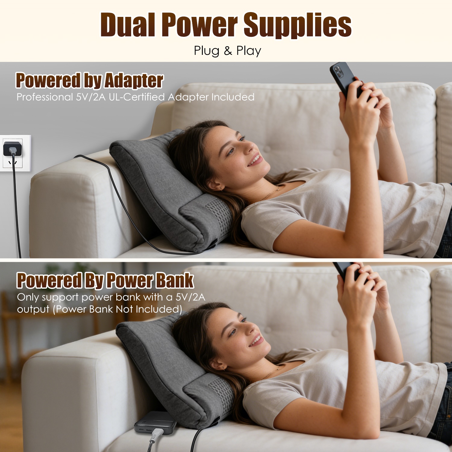 Neck Massager Pillow Ergonomic Massager Memory Foam Pillow With 3-Level Heating 3-Intensity Vibration 30Min Timer For Neck Back Shoulder Pain Relief