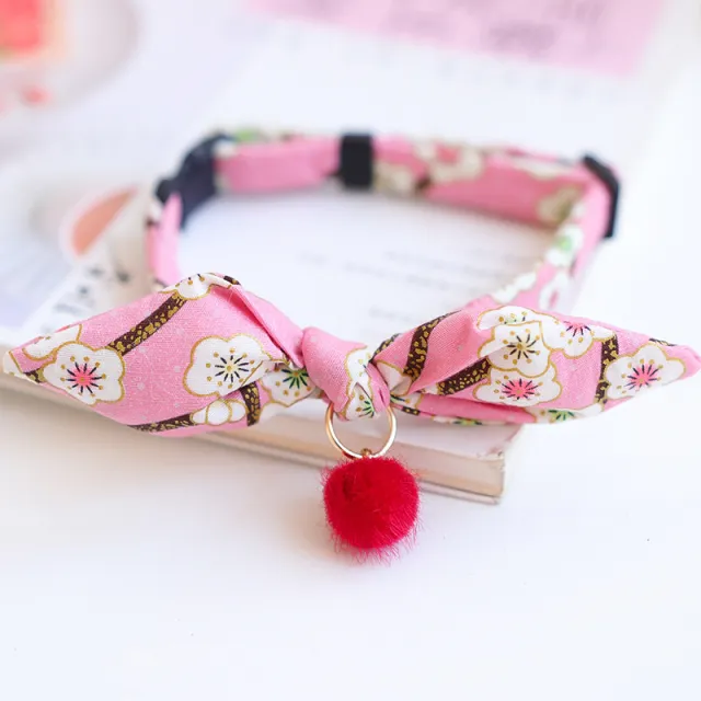 New Year's Pet And Wind Bow Tie Cat Puppy Rabbit Ear Collar Bell Red Hair Ball Pendant - Shop at LoveMi