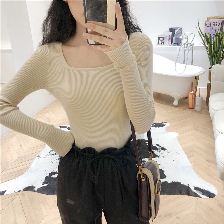 Title 8, French Square Collar Long-sleeved Sweater Botto...