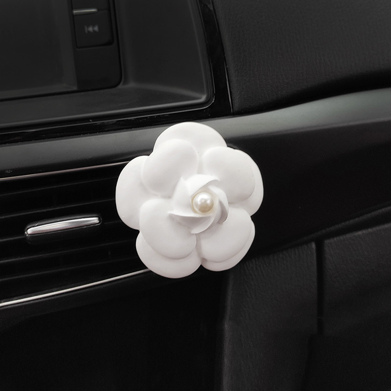 Camellia Car Pendant Rearview Mirror Decoration Diffuser Stone