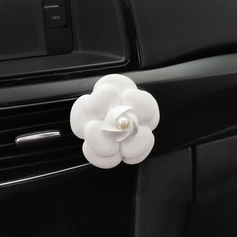 Camellia Car Pendant Rearview Mirror Decoration Diffuser Stone