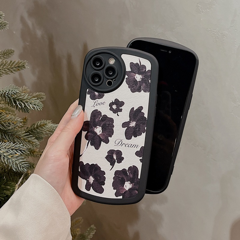 New Style Oil Painting Flower Sticker Leather Phone Case - Image 3