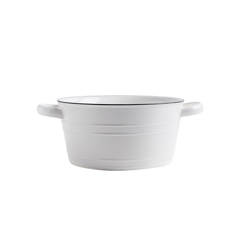 Title 6, Nordic Simple Binaural Ceramic Soup With Lid Sa...