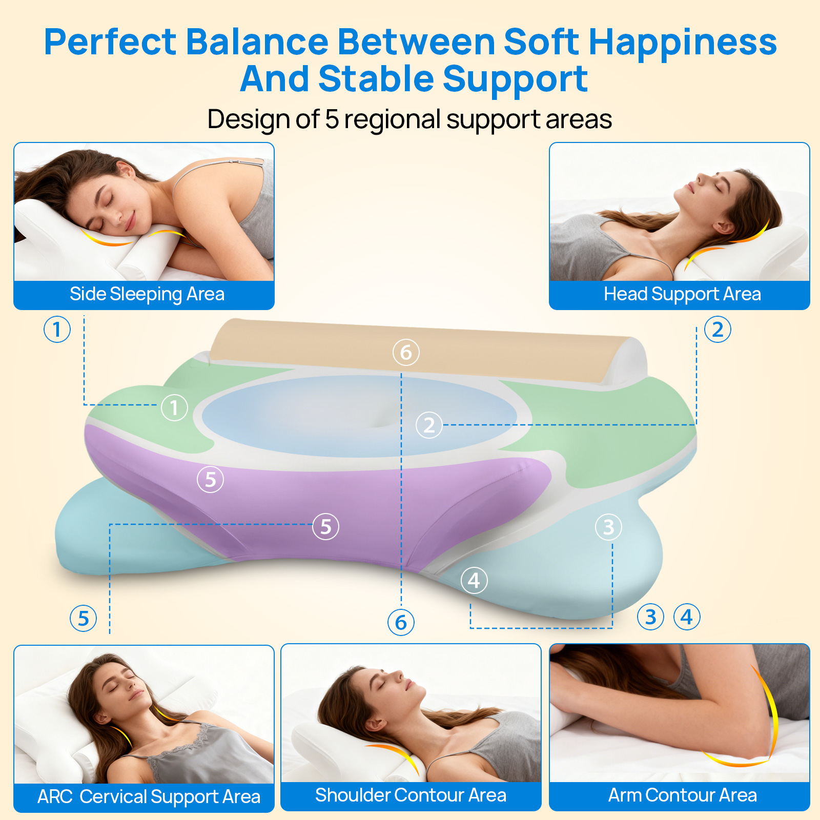 Cervical Neck Pillow, Cooling Ergonomic Memory Foam Pillows image 5