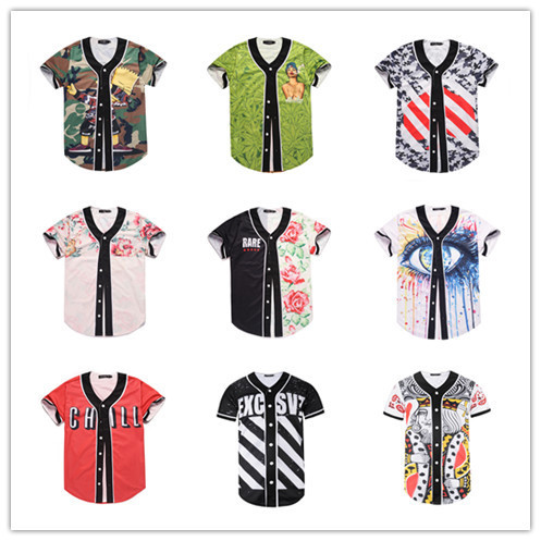 Digital Printing Short Sleeve Baseball Jersey Fancy Cardigan