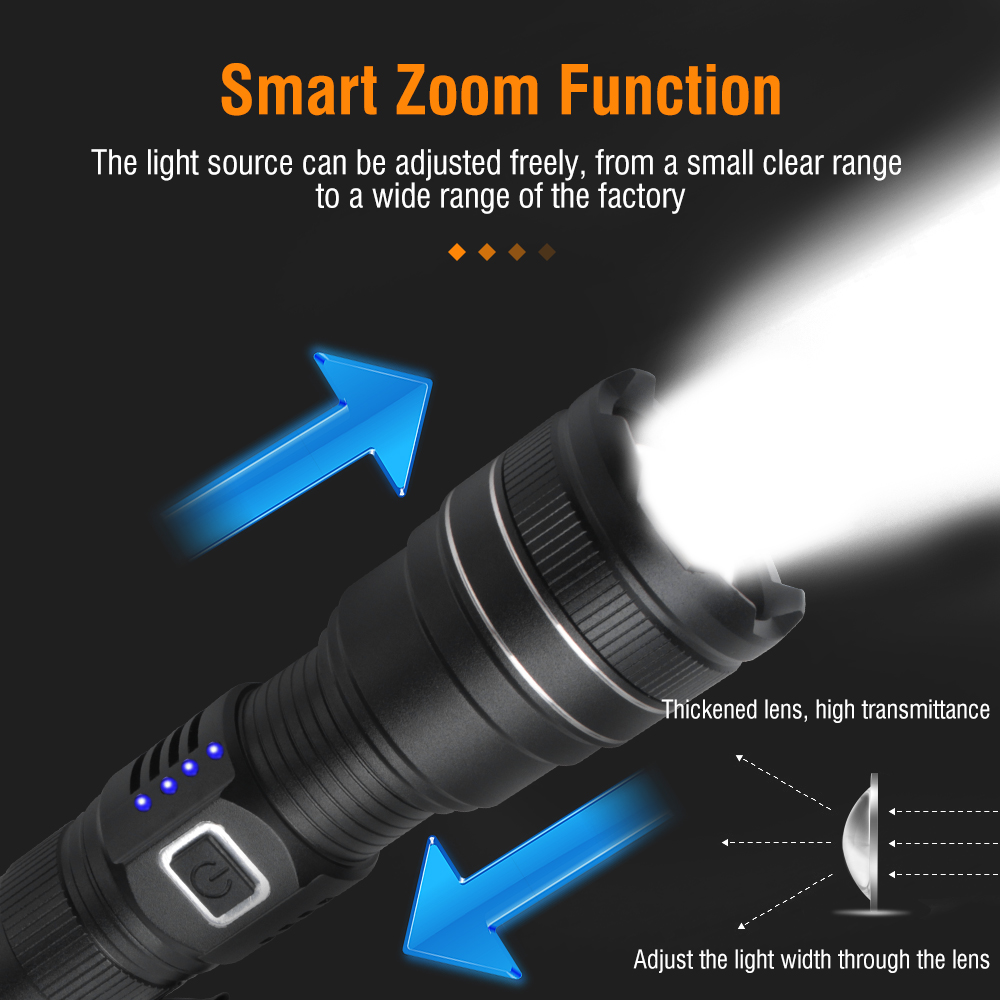 Super Bright 200000LM Torch Led Flashlight USB Rechargeable Zoom Tactical Light — image 9