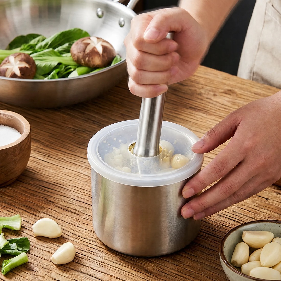 Steel Garlic Mortar And Pestle-Manual Crusher & Grinder For Herbs & Spices — image 5