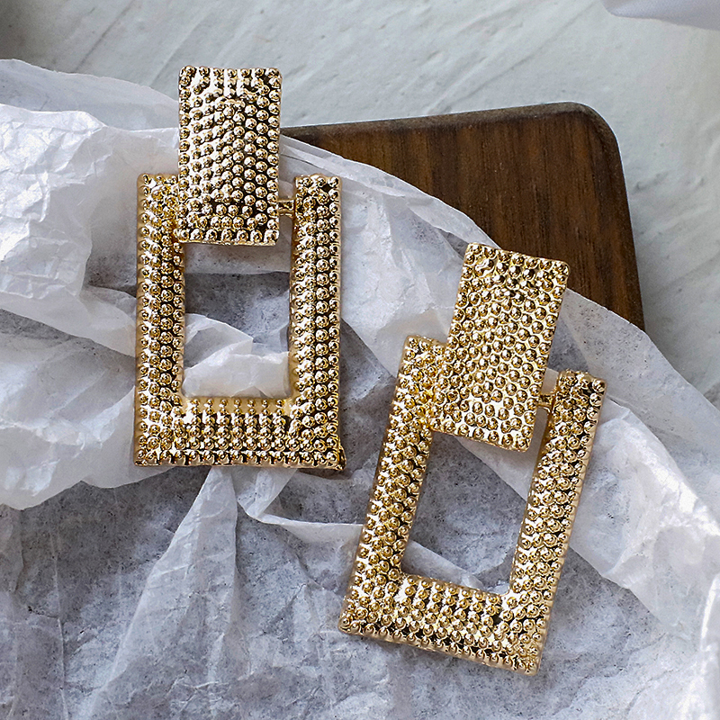 Exaggerated Creative Square Bump Alloy Earrings