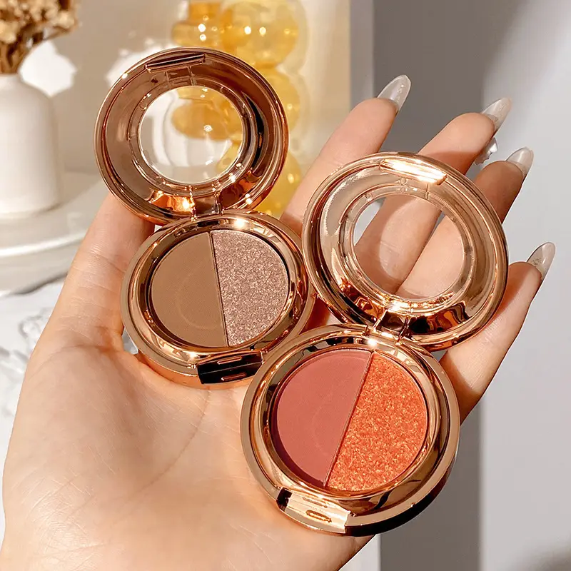 Light Reflecting Milky Way Two-color Eye Shadow Pumpkin Earth Color Matte Orange Bottom Gold Glitter Eye Shadow Plate