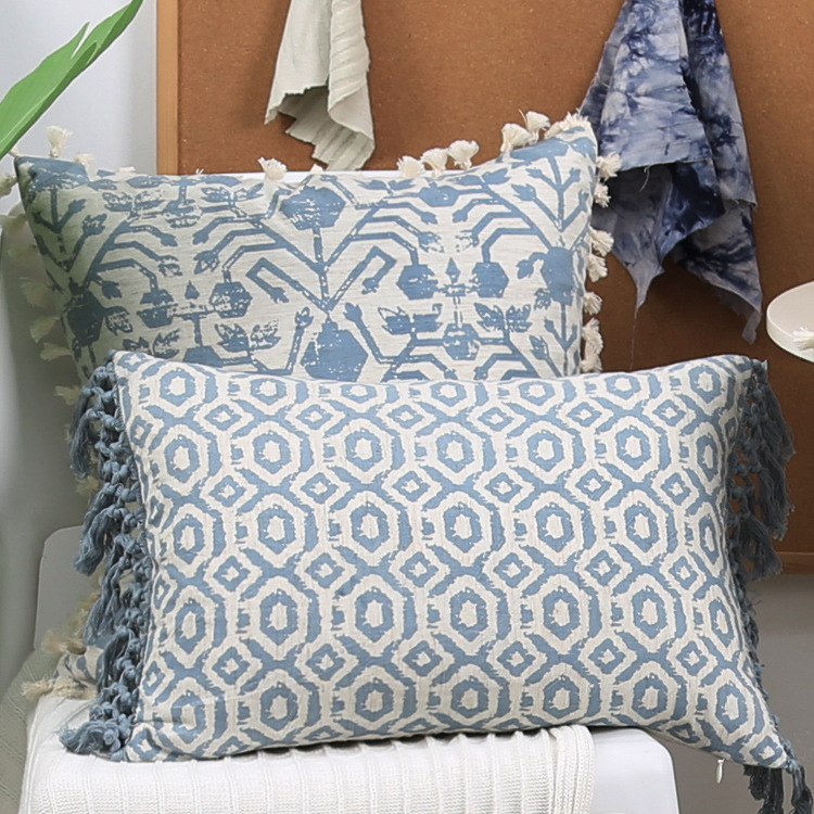 Light Blue Woven Cushion Covers