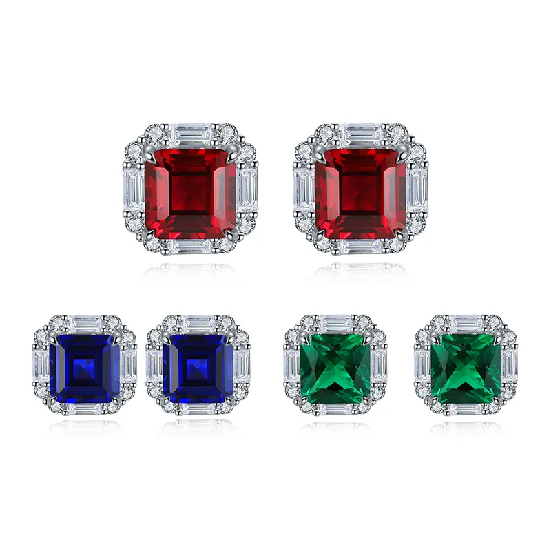 S925 Silver 5g Lab-Created Ruby Sapphire Emerald