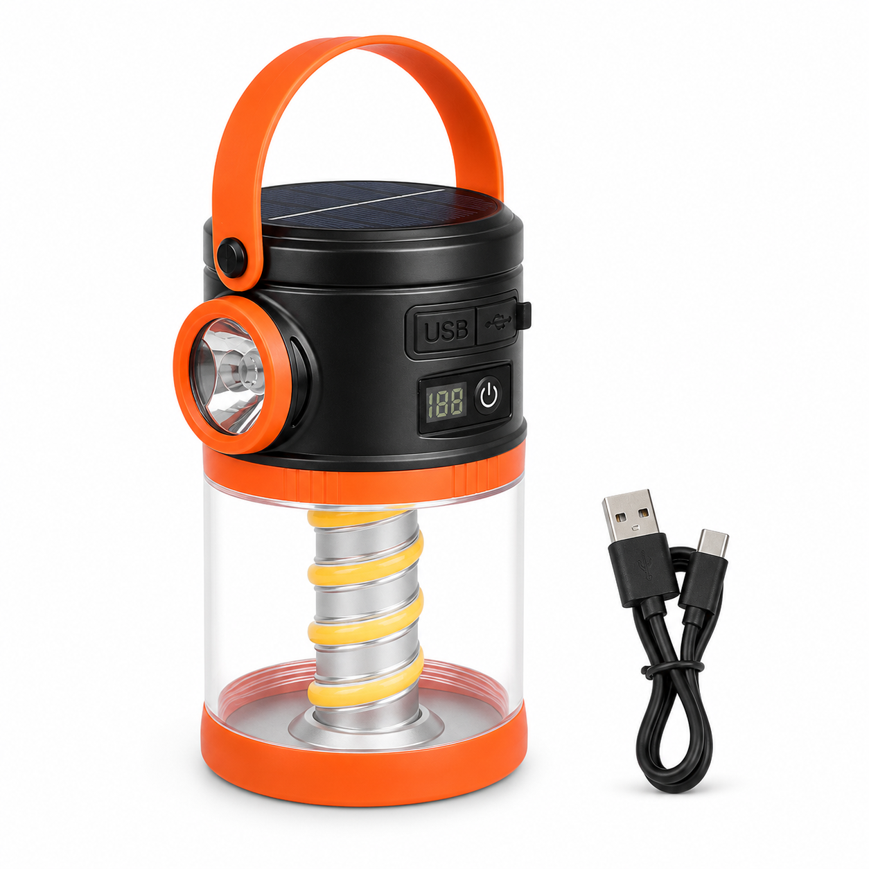 Solar Powered Rechargeable Battery Display Power Bank Function Outdoor Light LY36 Green 500LM Camping Lantern