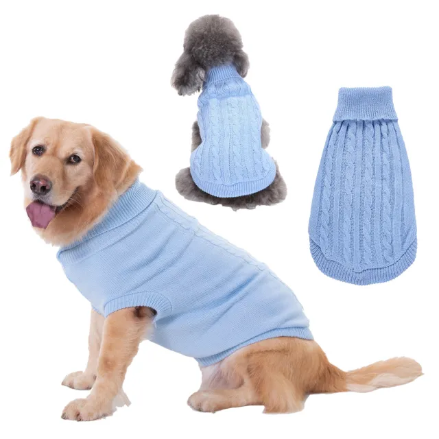 Solid Color Puppy Dog Clothes Teddy Bichon Pet Sweater Light Blue - Shop at LoveMi