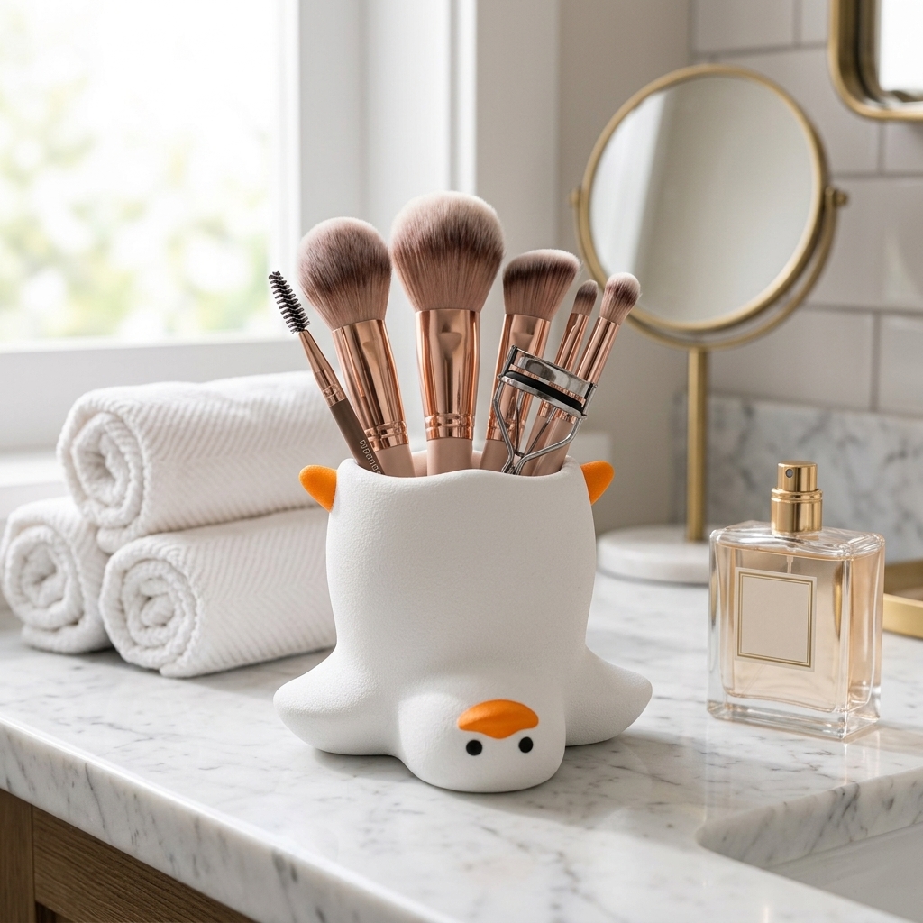 Funny Duck Shape Pen Holder, 3D Printed Desk Organizer For Pens Makeup Brushes And Small Accessories