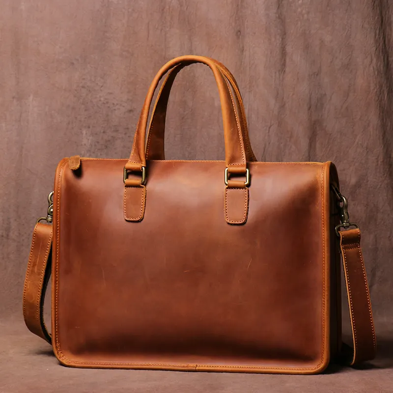 Men's Bag Crazy Horse Leather Briefcase