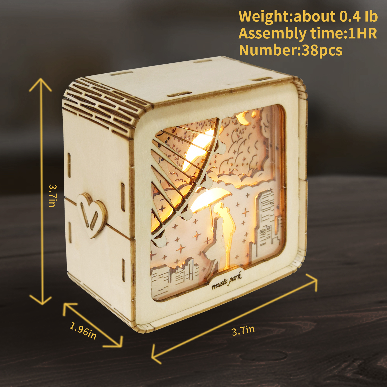 Sales Are Prohibited On The TEMU And SHEIN -MUSIC PARK 3D Wooden Puzzles Love Model Kit Night Lights Desk Decorations Birthday Christmas Gifts For Women Age14