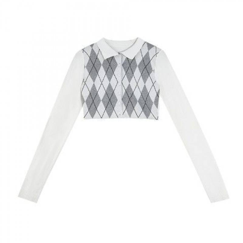 Early Autumn New Plaid Sweater Pleated Skirt Suit Diamondlong Sleeve - Shop at LoveMi