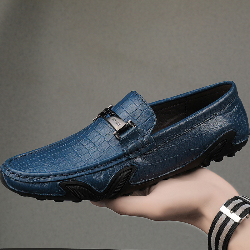 Title 3, Leather Casual Non-Slip Driving Shoes Lazy Shoes