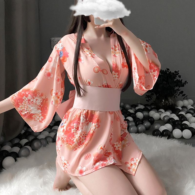 Title 3, Female Sakura Cat Kimono Pajamas Temptation Uni...