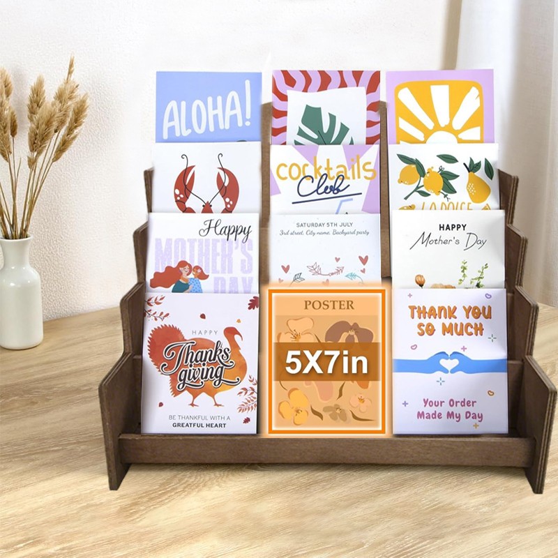 4-Tier Wooden Card Holder Greeting Display Stand For Retail, Postcards Z — image 2