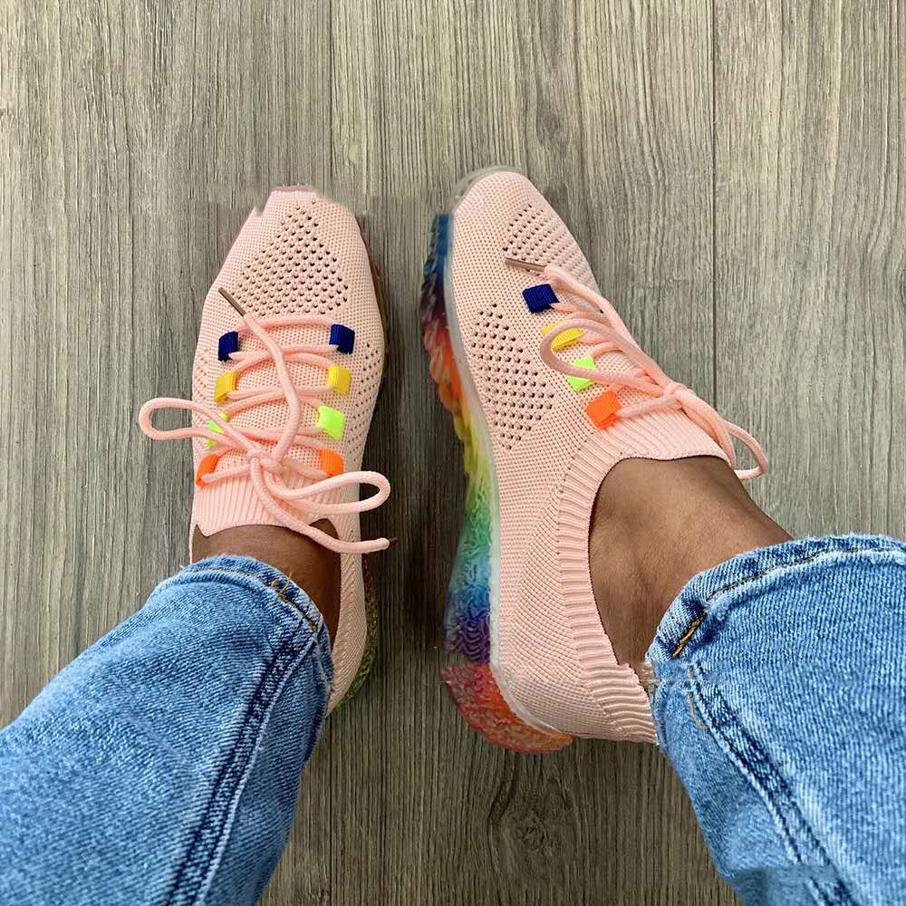 Title 5, Candy color cross-lace sneakers