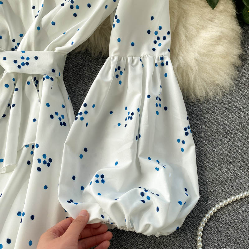 French Dress Goddess Fan Danya Polka Dots