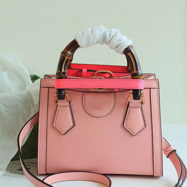 European And American Big name Portable Shoulder Bag With Bamboo Handle Pink - Shop at LoveMi