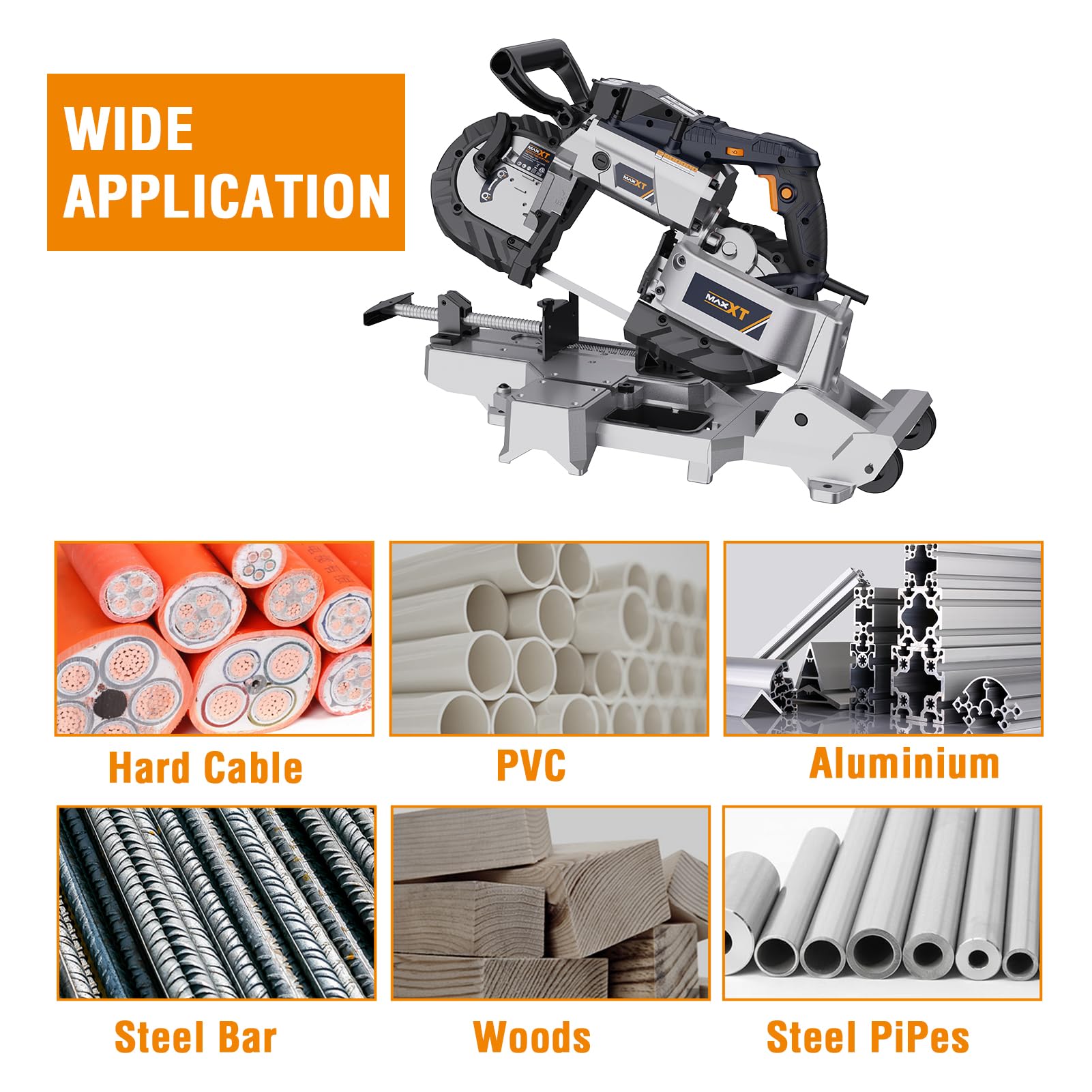 Band Saw With Lightweight Aluminum Base, 10 Amp 5 Inch Deep Cut Bandsaw, Variable Speed Handheld Automatic Multipurpose Cut With Carrying Wheels Portable Metal Saw, Band Saws For Metal Wood