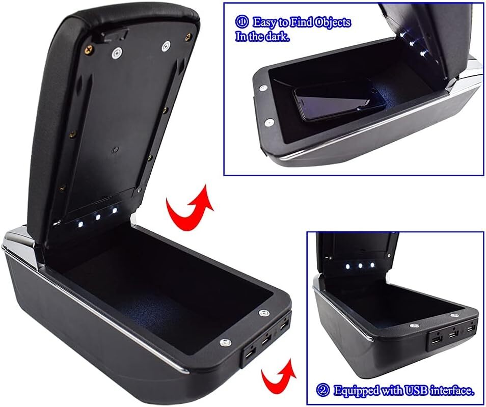 Universal Car Storage Arm Rest Cushion Armrest Centre Console Box Leather Cover — image 8