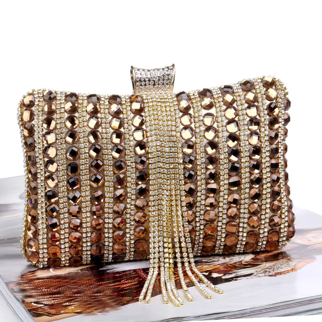 New Fringed Evening Ladies Fashion Clutch Bag Gold - Shop at LoveMi