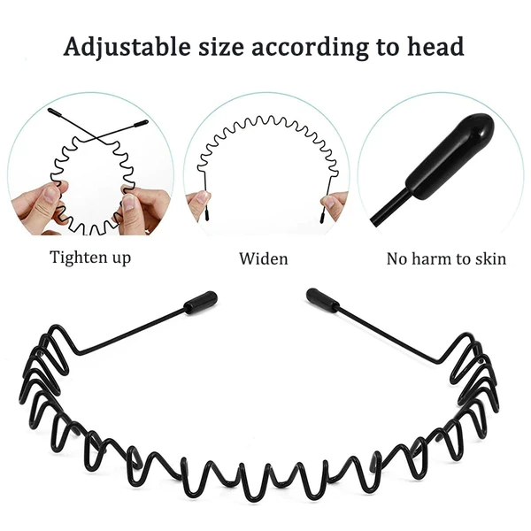 6Pcs Metal Hair Headband Wave Style Hoop Band Comb Sports Hairband Men Women US — foto 5