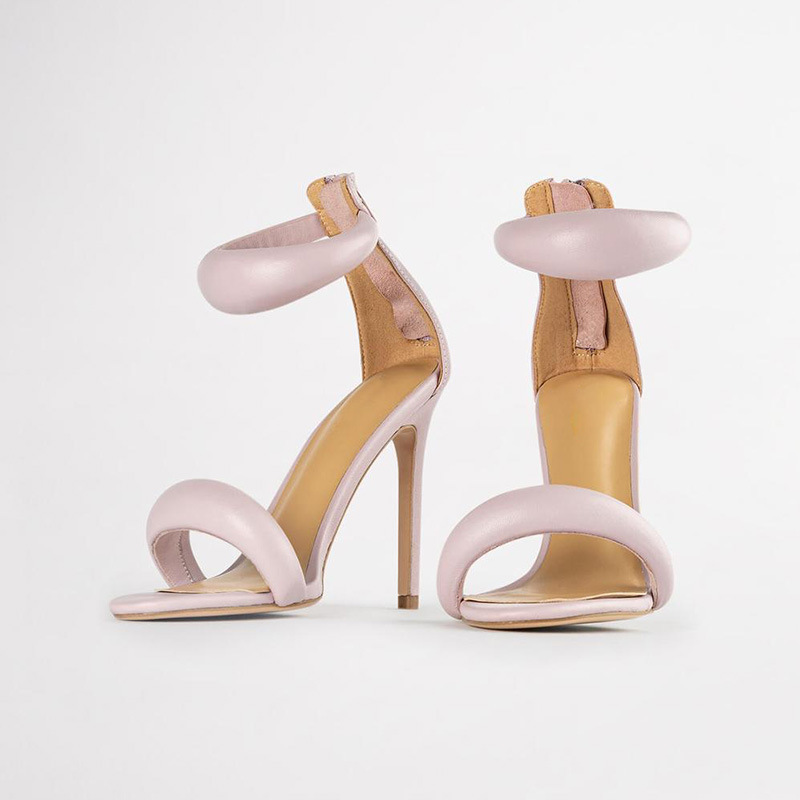 Ladies Zip Stiletto Heel Bubble Loop Oversized Sandals