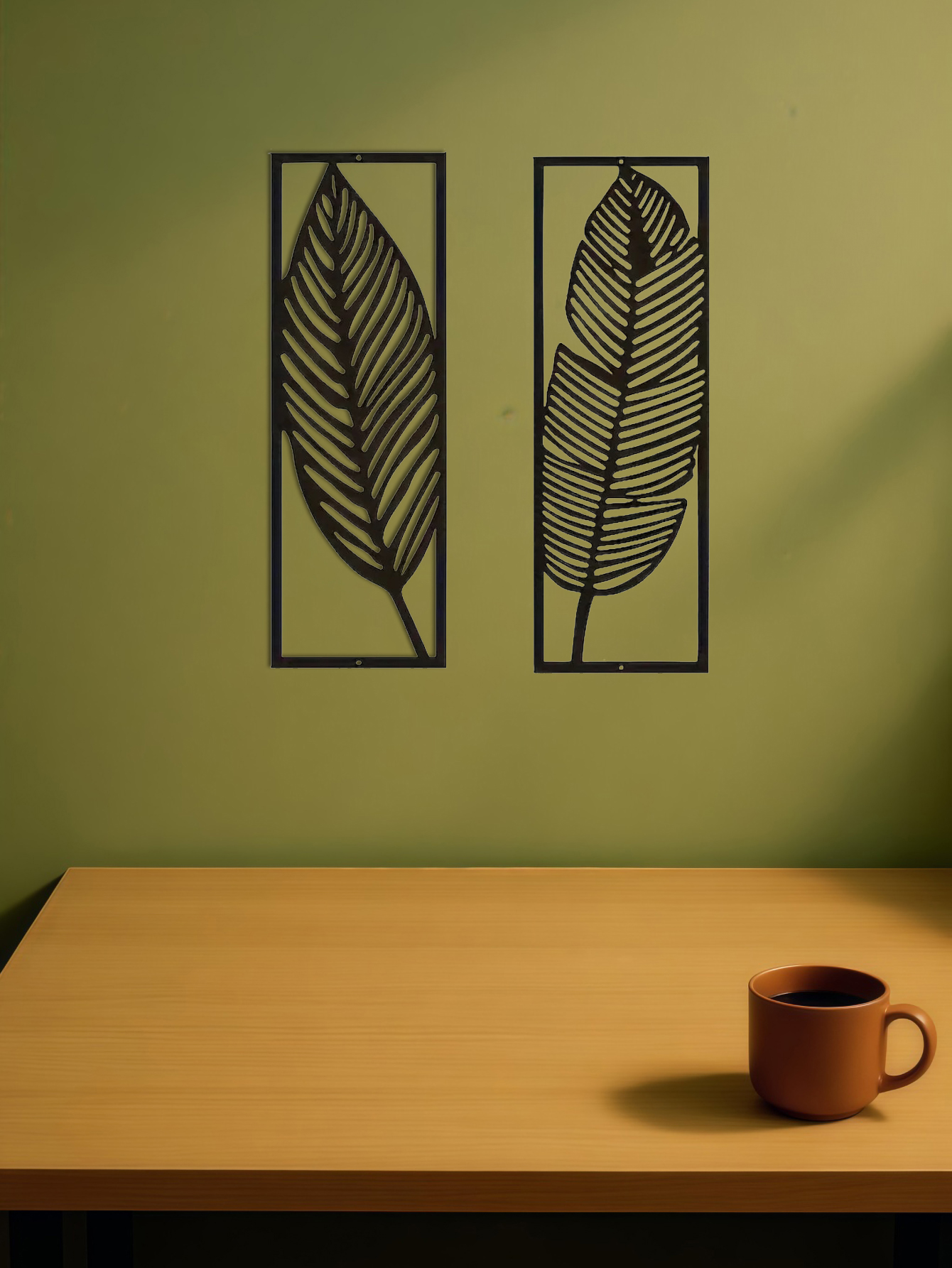 2-Pack Handmade Iron Leaf Wall Art – Rustic Nature-Inspired Home Decor
