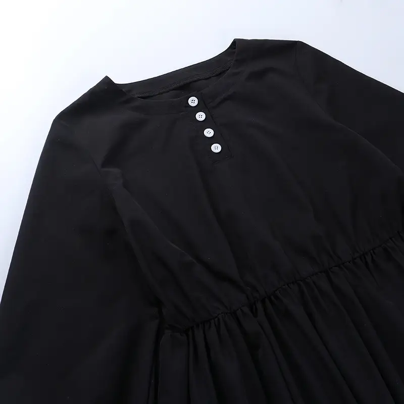Contrasting color doll collar cross A dress