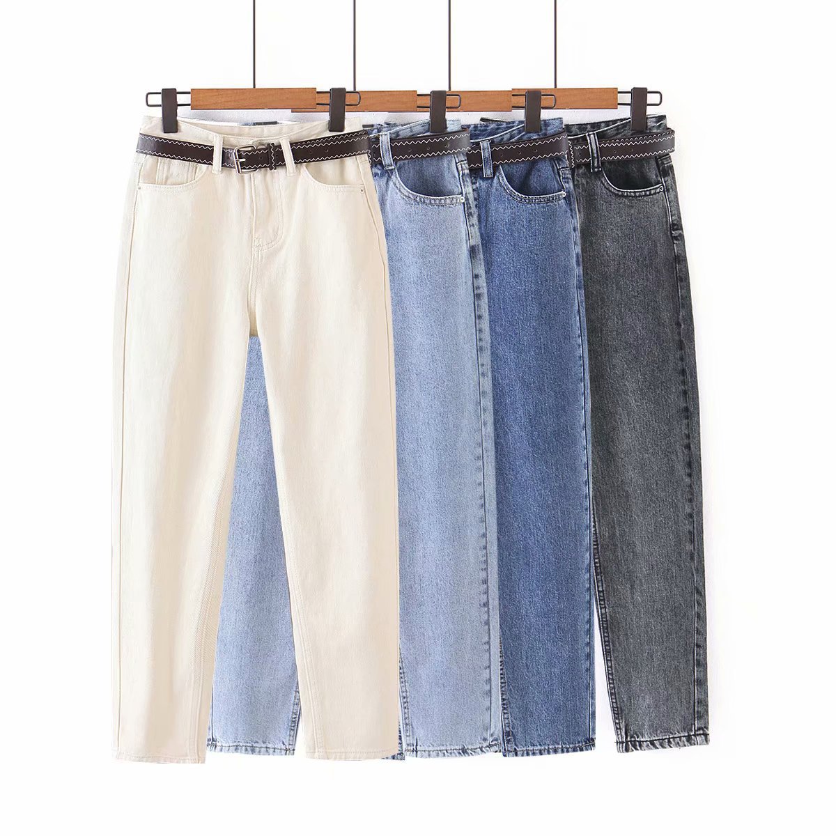 Pure Color Simple All-match Denim Daddy Pants Casual Jeans