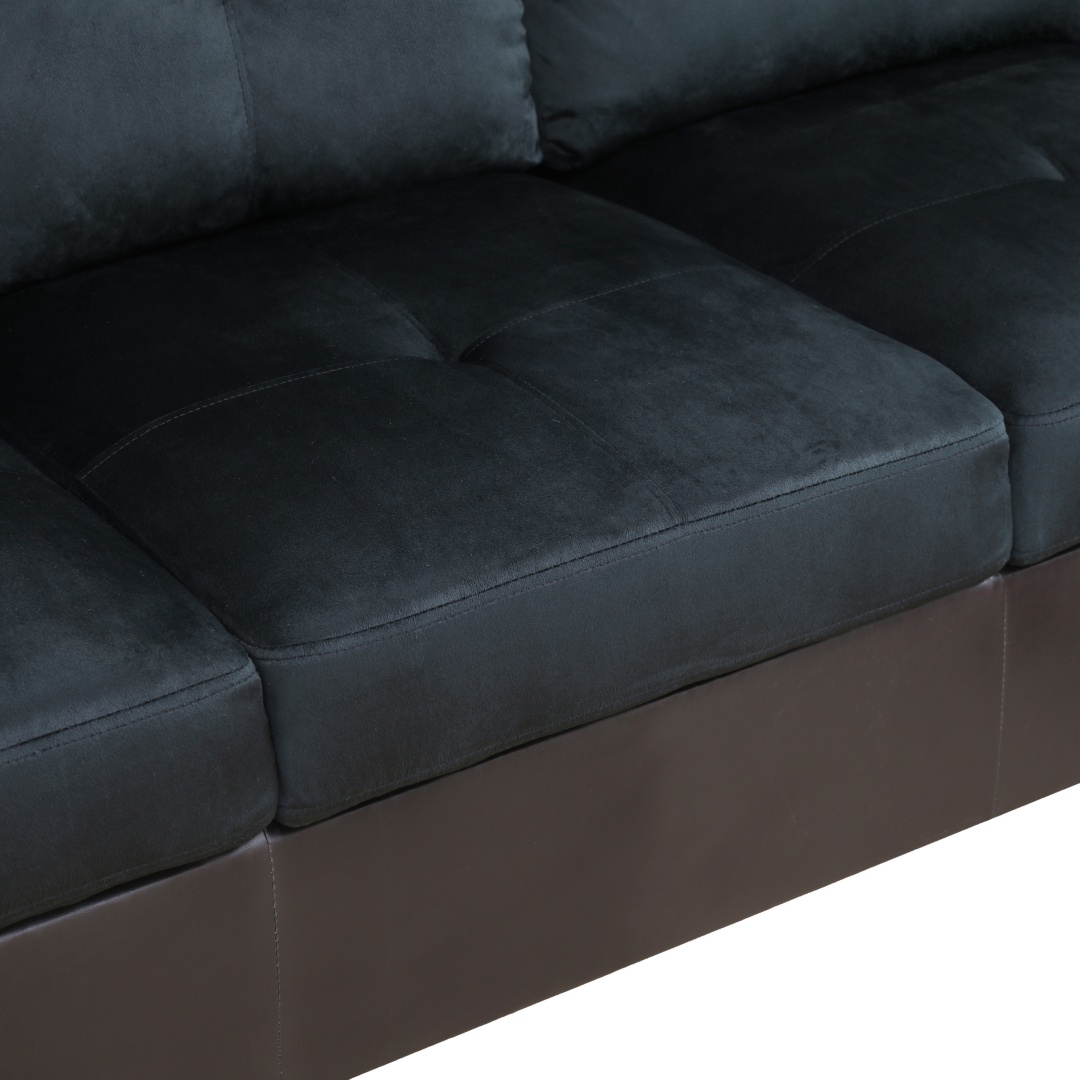 Pickup Only--Dark Blue And Brown Color Lint And PVC 3-Piece Couch Living Room Sofa Set