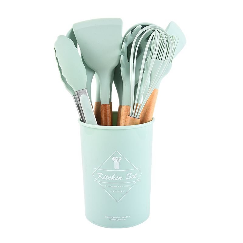 Title 8, Wooden Handle Silicone Kitchenware Set 12-piece...