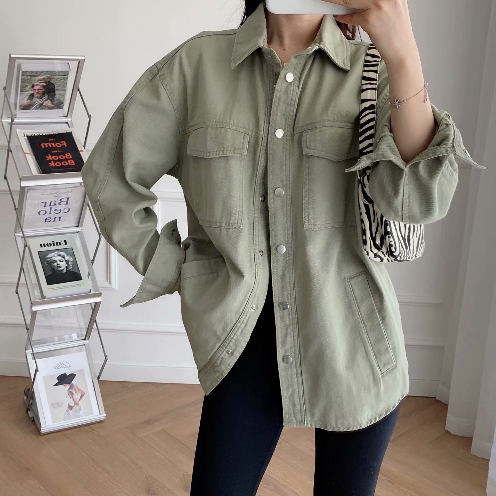 New Summer Women's European Style Street Fashion Casual Simple Button Shirt Jacket
