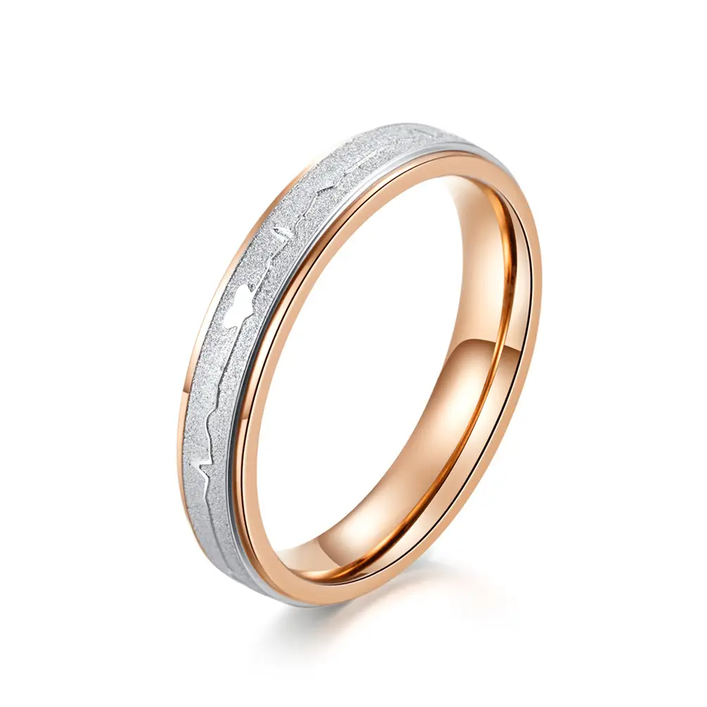 Titanium Steel ECG Shape Couple Ring