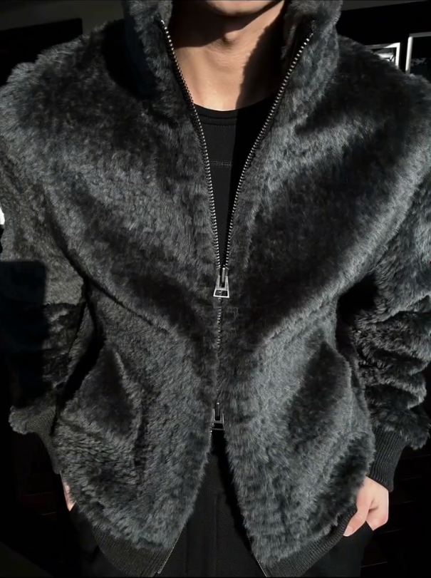 $25.29 Men's Fashion Autumn And Winter Plush Zipper Jacket