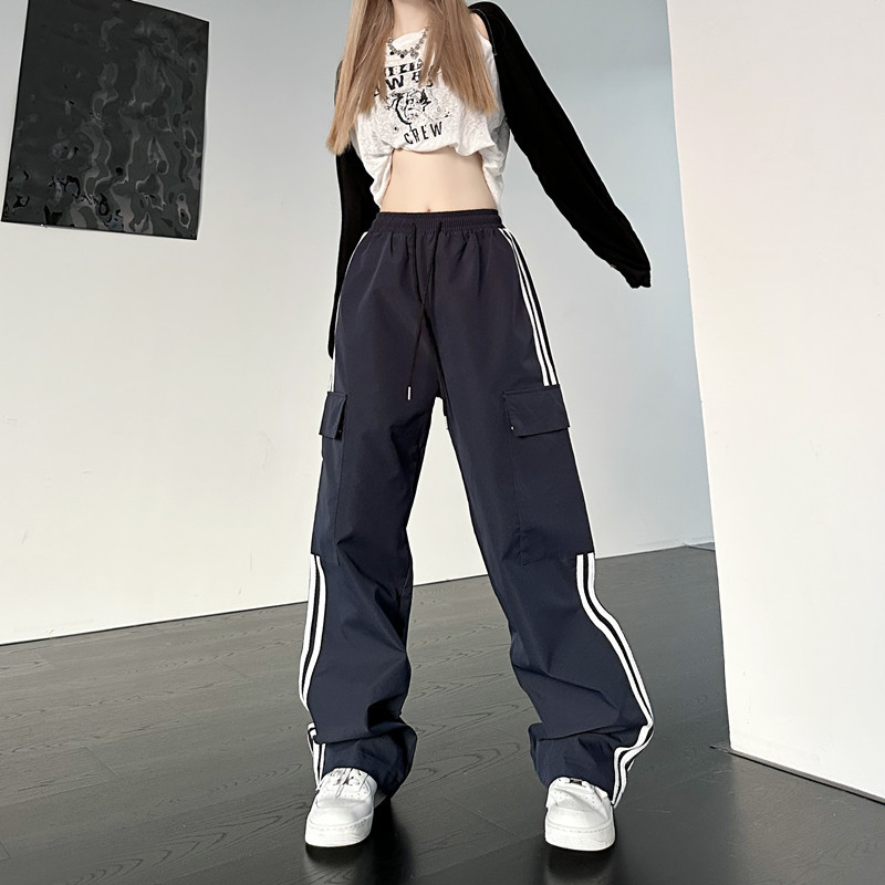 Loose Straight Casual Cargo Pants Navy - Shop at LoveMi