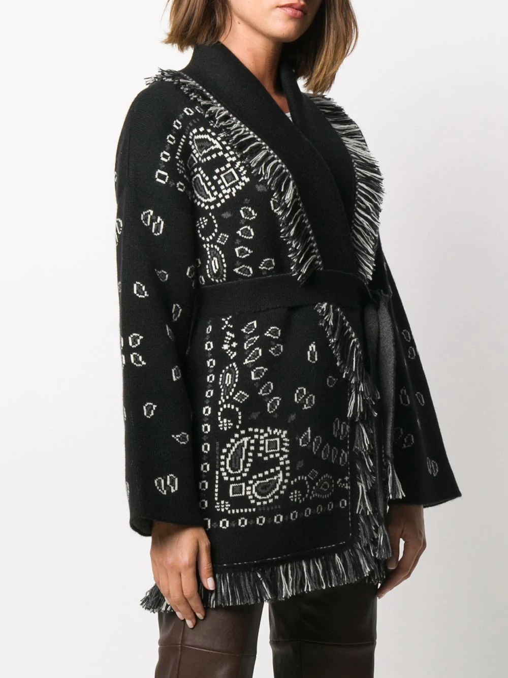 Title 4, Large Pattern Embroidery Tassel Sweater Coat